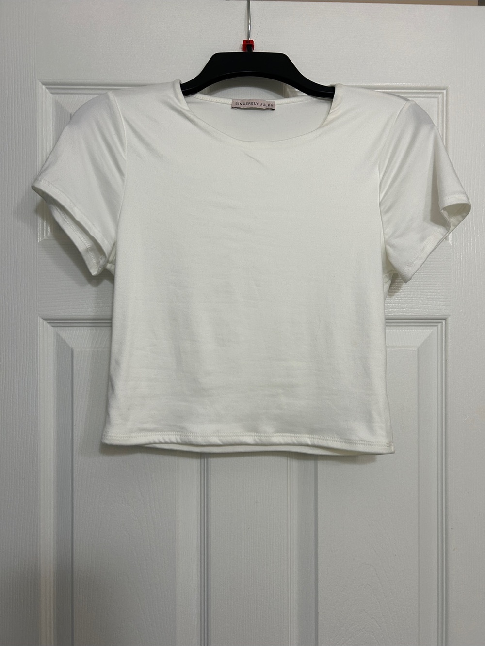 Sincerely Jules White Short Sleeve Crop Tee